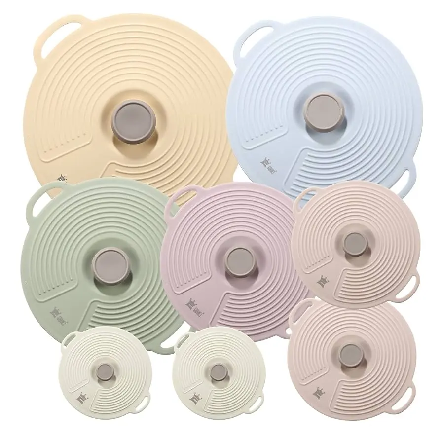 GUANCI Tampas de silicone para tigela, pacote com 8, capa para respingos de micro-ondas com 6 tamanhos, tampas reutilizáveis resistentes ao calor, serve para copos, tigelas, pratos, panelas - 1