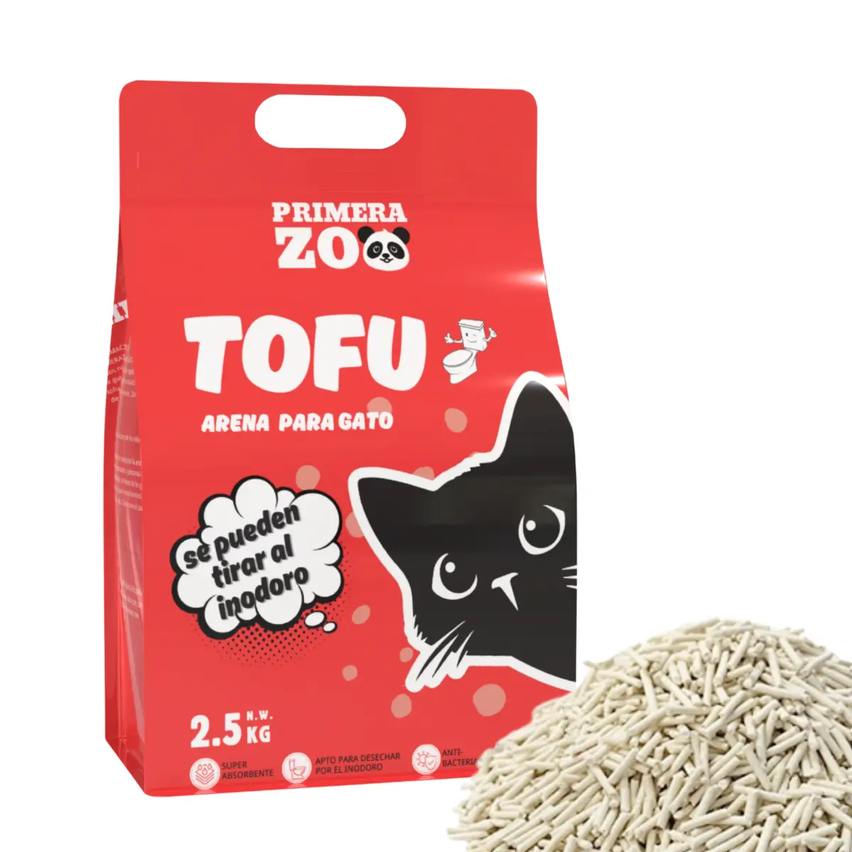 Primerazoo, maca para gatos Tofu, superabsorvente e sem pó, controlo de odor, pode ser atirado para a casa de banho, 6L/saco