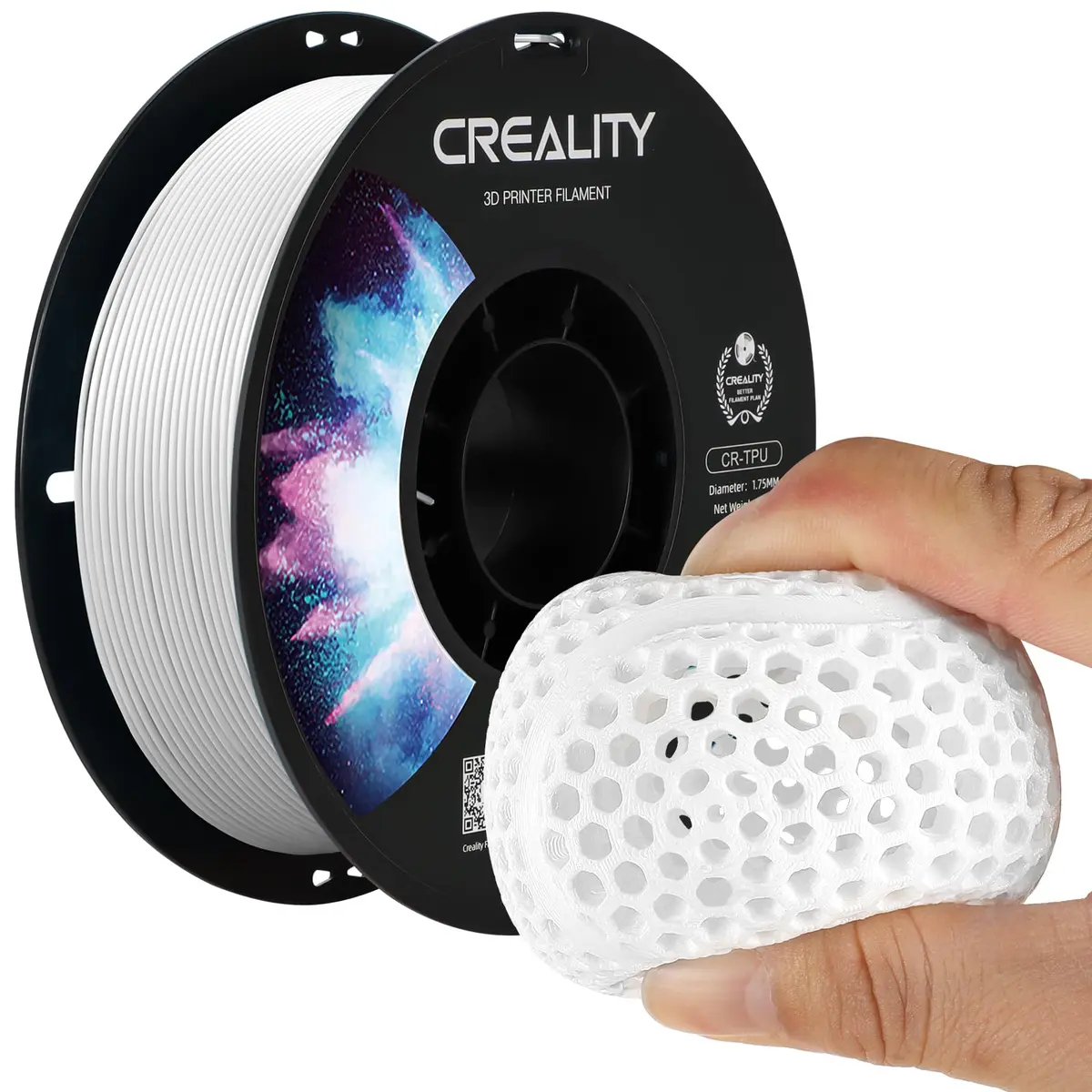 Filamento de impressora 3D TPU flexível oficial da Creality, material de impressão 3D TPU 1,75 mm 1kg, precisão dimensional +/- 0,03 mm, dureza de costa 95A e bom desempenho de colagem de camada