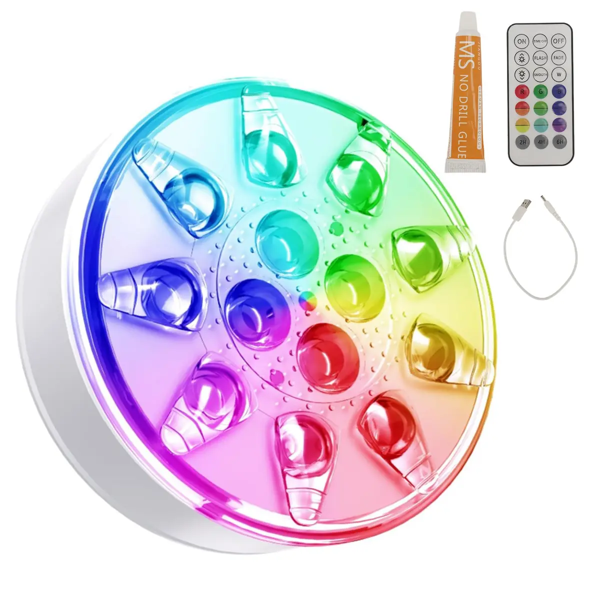 Luz Recarregável Para Piscina, Luz LED Submersível Para Piscina Com 16 Cores, IP68 à Prova D'água, Controle Remoto, Carregamento USB
