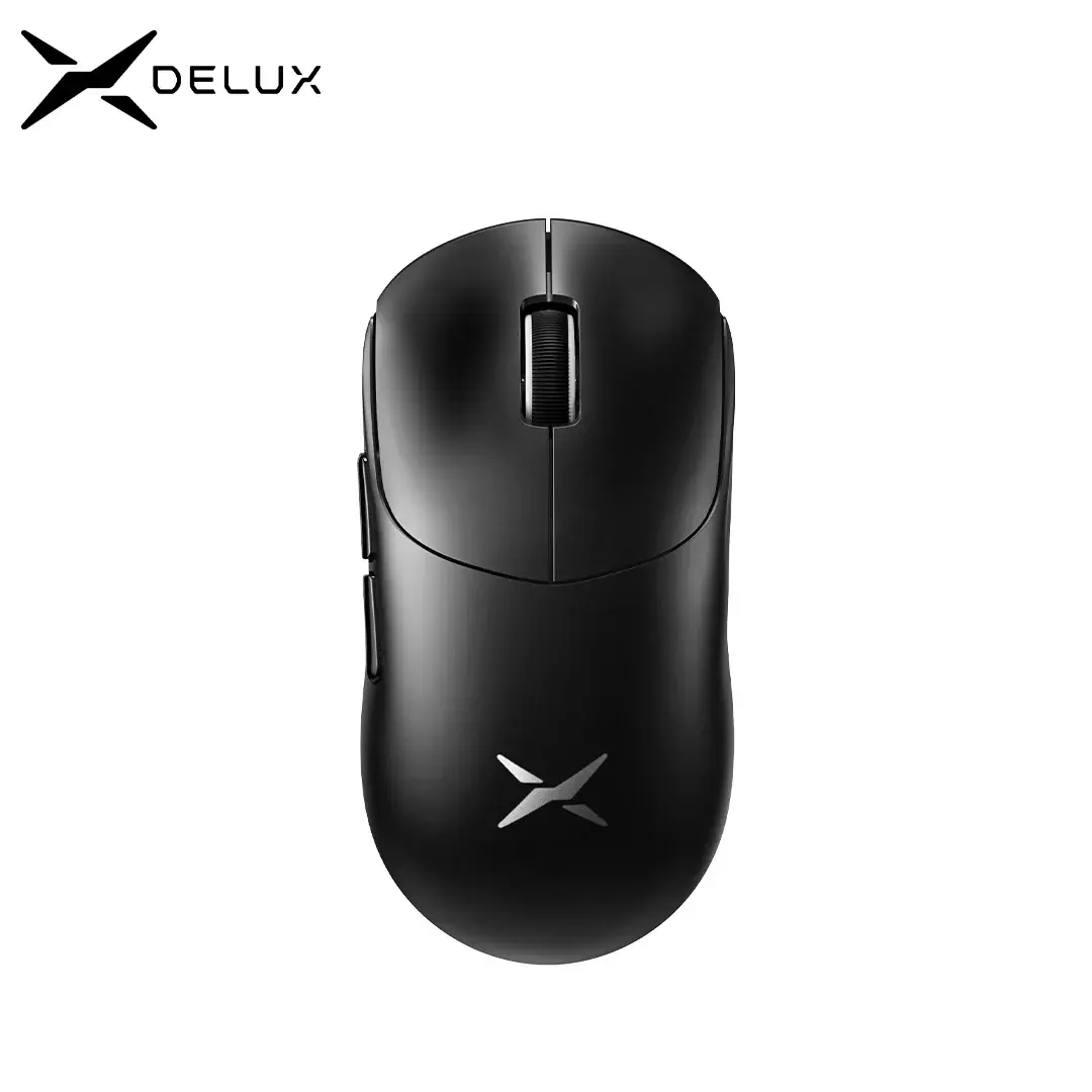 Mouse para jogos sem fio Delux M400, 24000 DPI, taxa de pesquisa de 1 KHz, PAW3311, mouse recarregável tri-mode 500mAh para todos os mãos PC Gamer