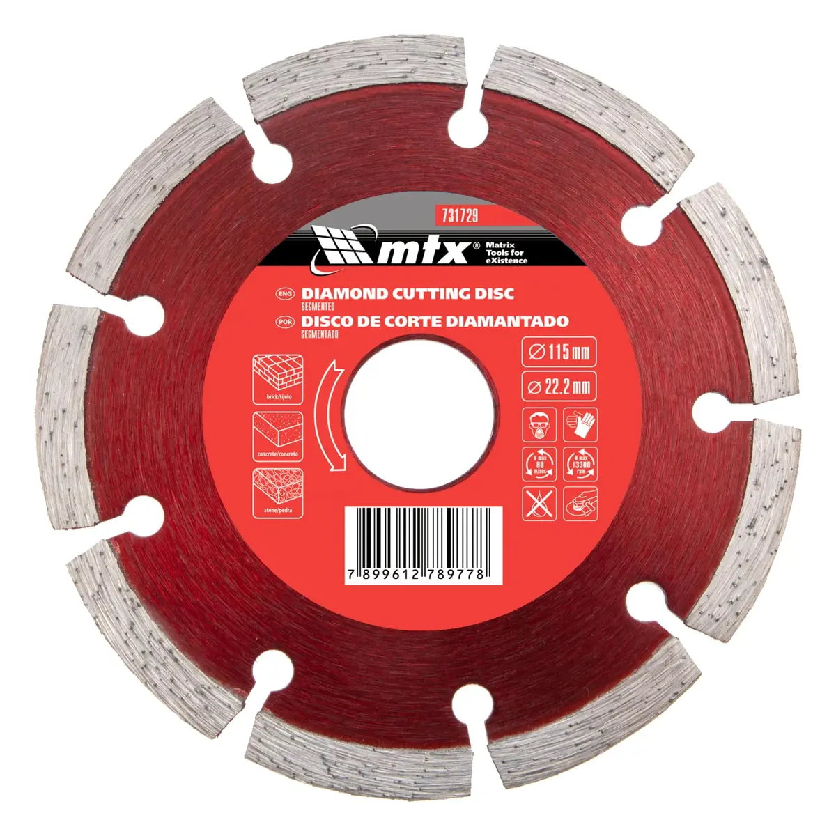 Mtx Disco De Corte Diamantado Linha Premium Segmentado 115 X 2 0 X 22 2 Mm