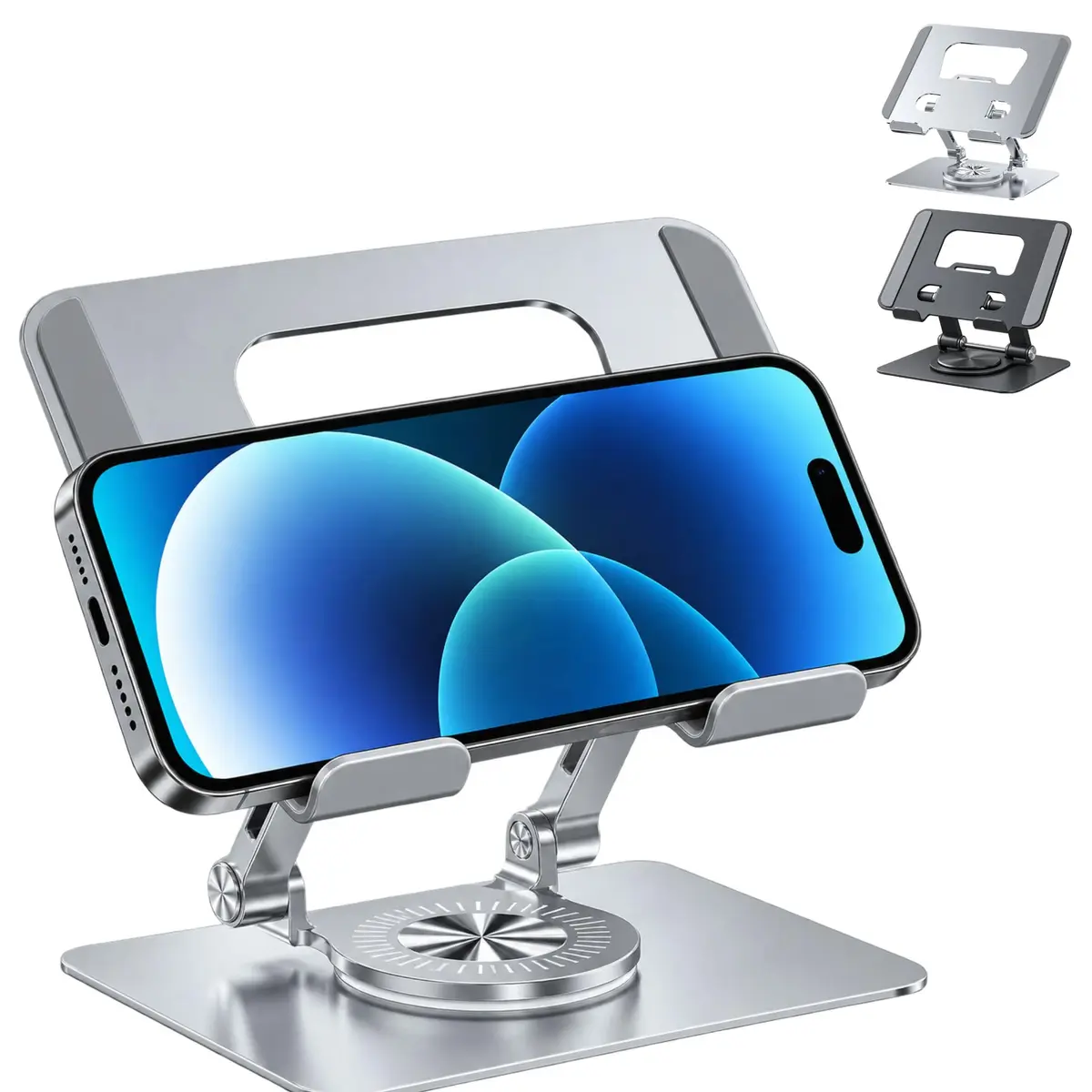 Suporte para Tablet com Base Rotativa 360º, Apoio para Mesa, Metal Resistente, Pedestal Portátil Dobrável e Articulado, Design Moderno, Ampla Compatibilidade, AVIBES