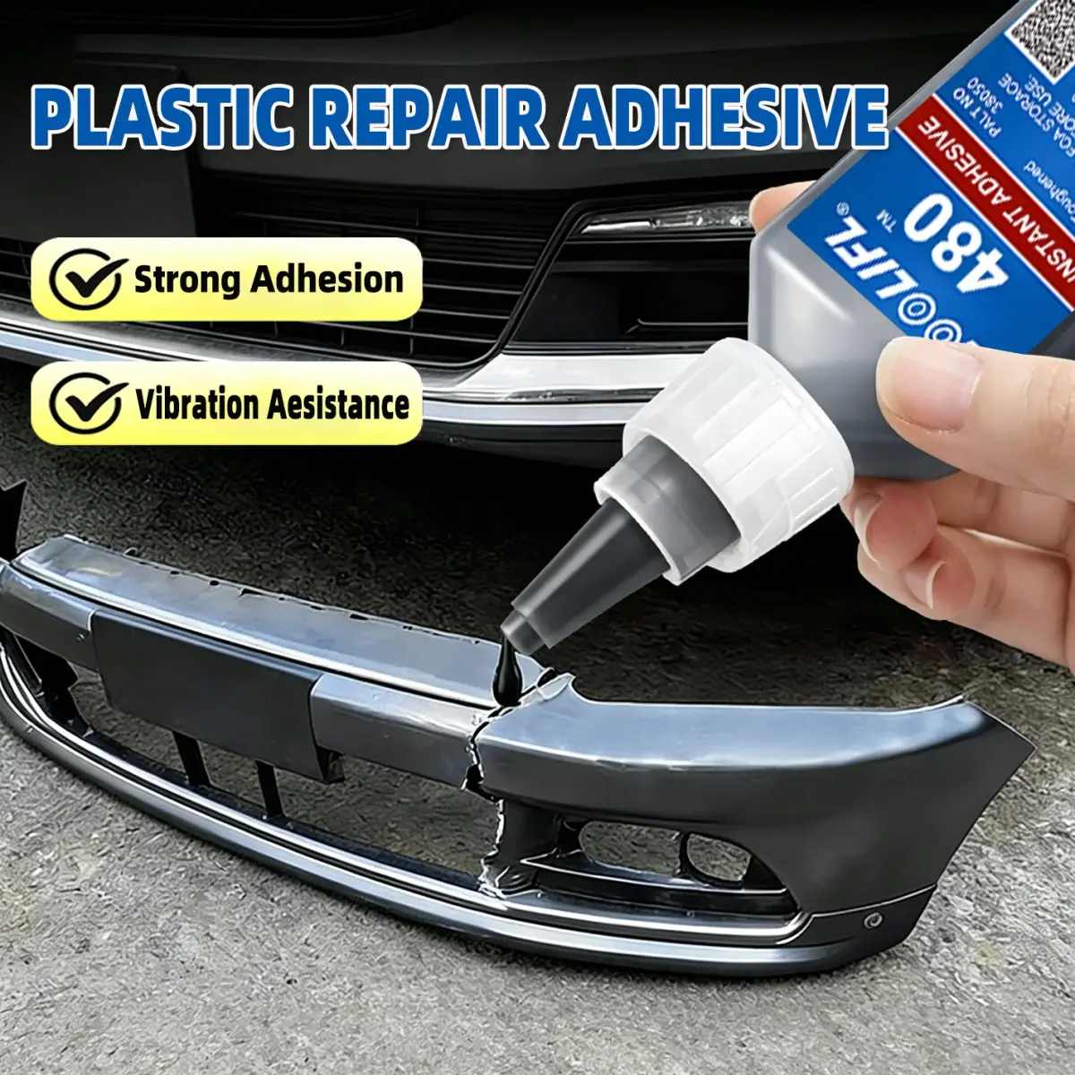 LOOLIFL480 20g Adesivo Cianoacrilato Resistente a Altas Temperaturas e Impactos para Colagem de Plástico, Metal e Borracha para Reparo de Para-choques Automotivos - 1