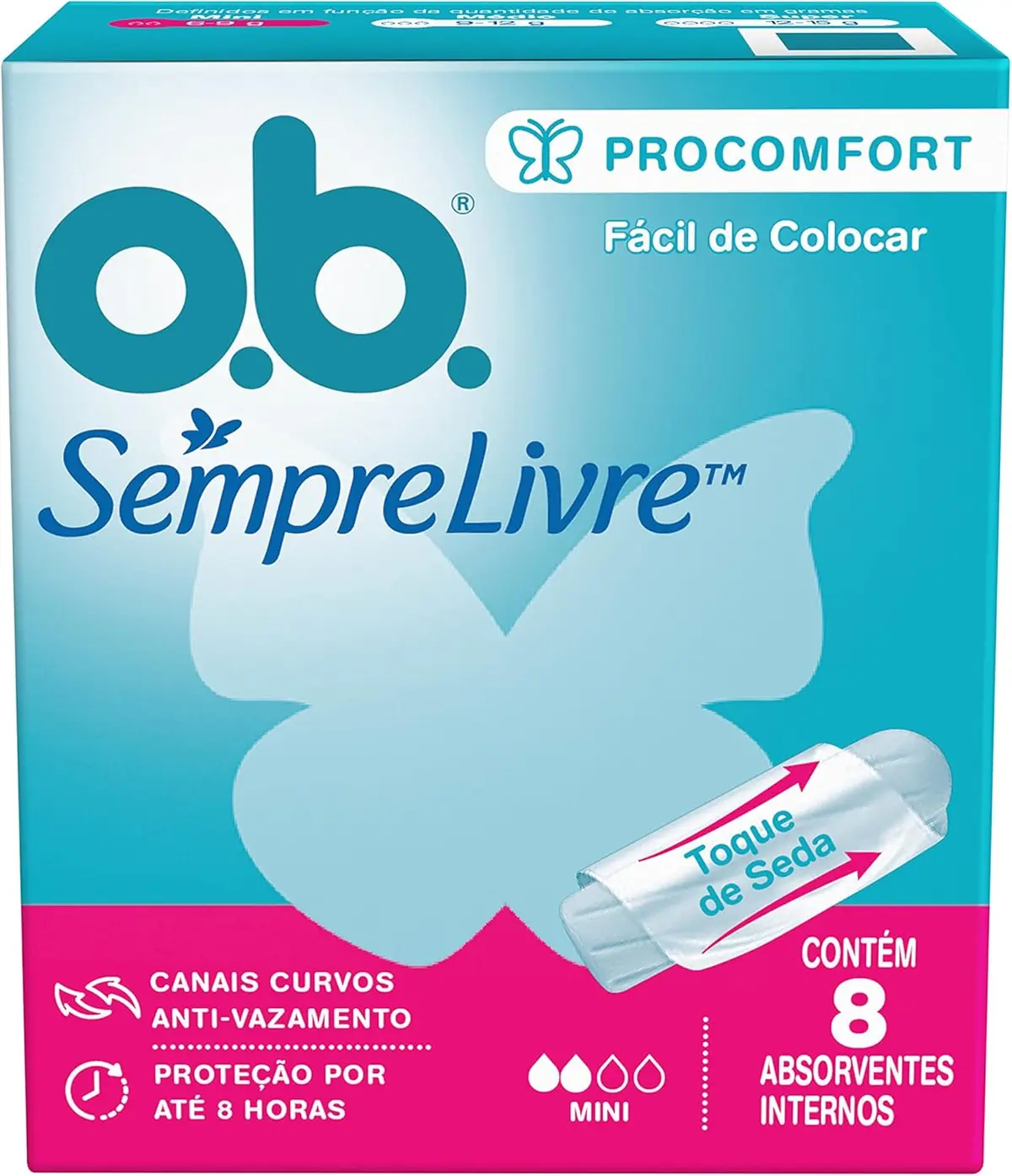 Absorvente Interno O.B. Sempre Livre, Fluxo Mini, 8 Unidades - 1