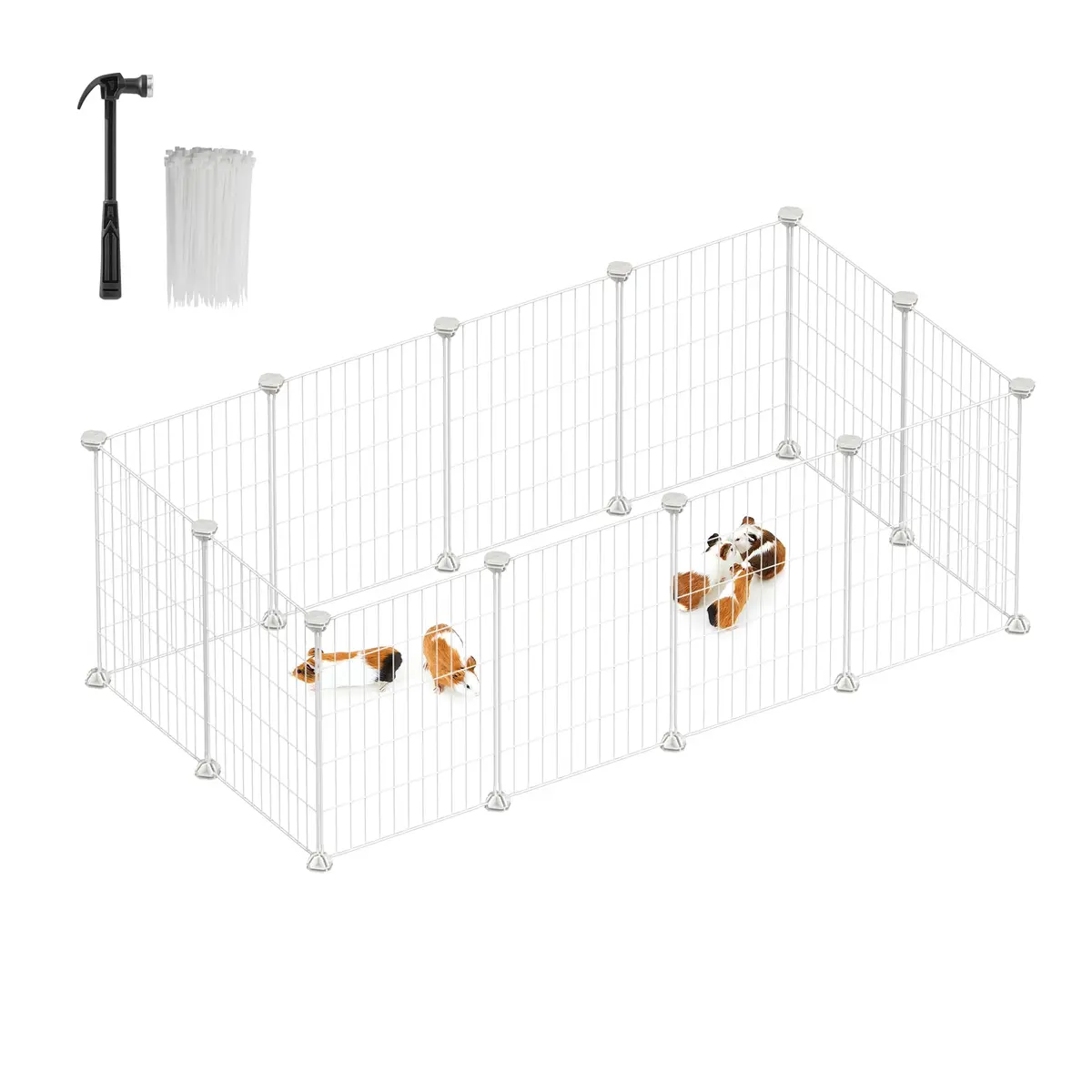 SONGMICS Cercado Pet, Cercadinho para Cachorros, Grade para Cachorros | Cercadinho pet e cercado para cachorros, grade metálica modular 35 x 45 cm, Branco, Coleção DAMION 777LPI01W