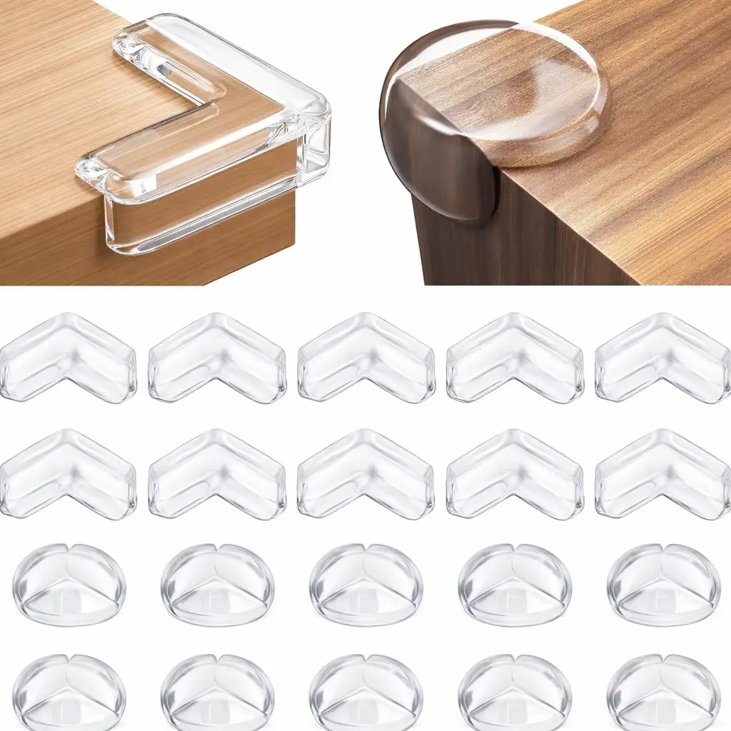 KIT 10 Peças Protetor de Quina em Silicone para Canto de Móveis, Transparente, com Adesivo, Proteção Infantil