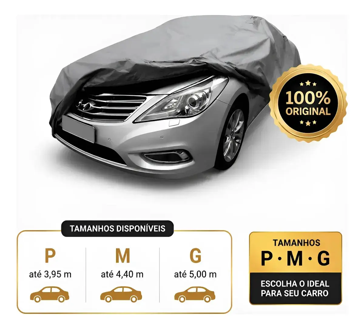 Capa Para Carro Forrada Impermeável 100% Proteção Anti Raios Uv, Sol, Poeira, Riscos, Chuva Diversos Tamanhos P M e G Sumo - 1