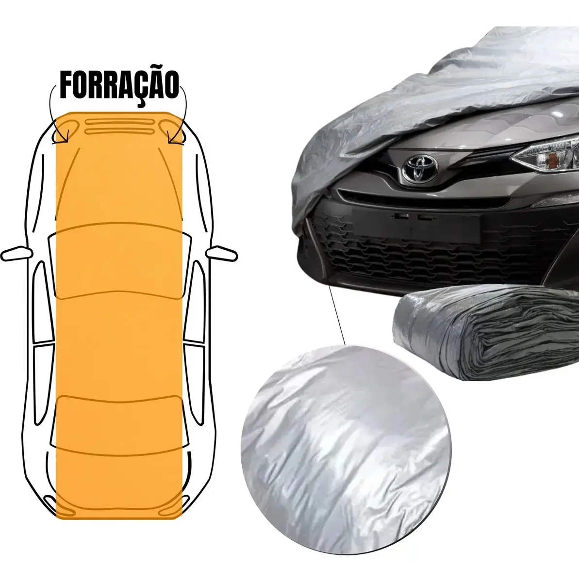 Capa Para Carro Forrada Impermeável 100% Proteção Anti Raios Uv, Sol, Poeira, Riscos, Chuva Diversos Tamanhos P M e G Sumo thumbnail 3