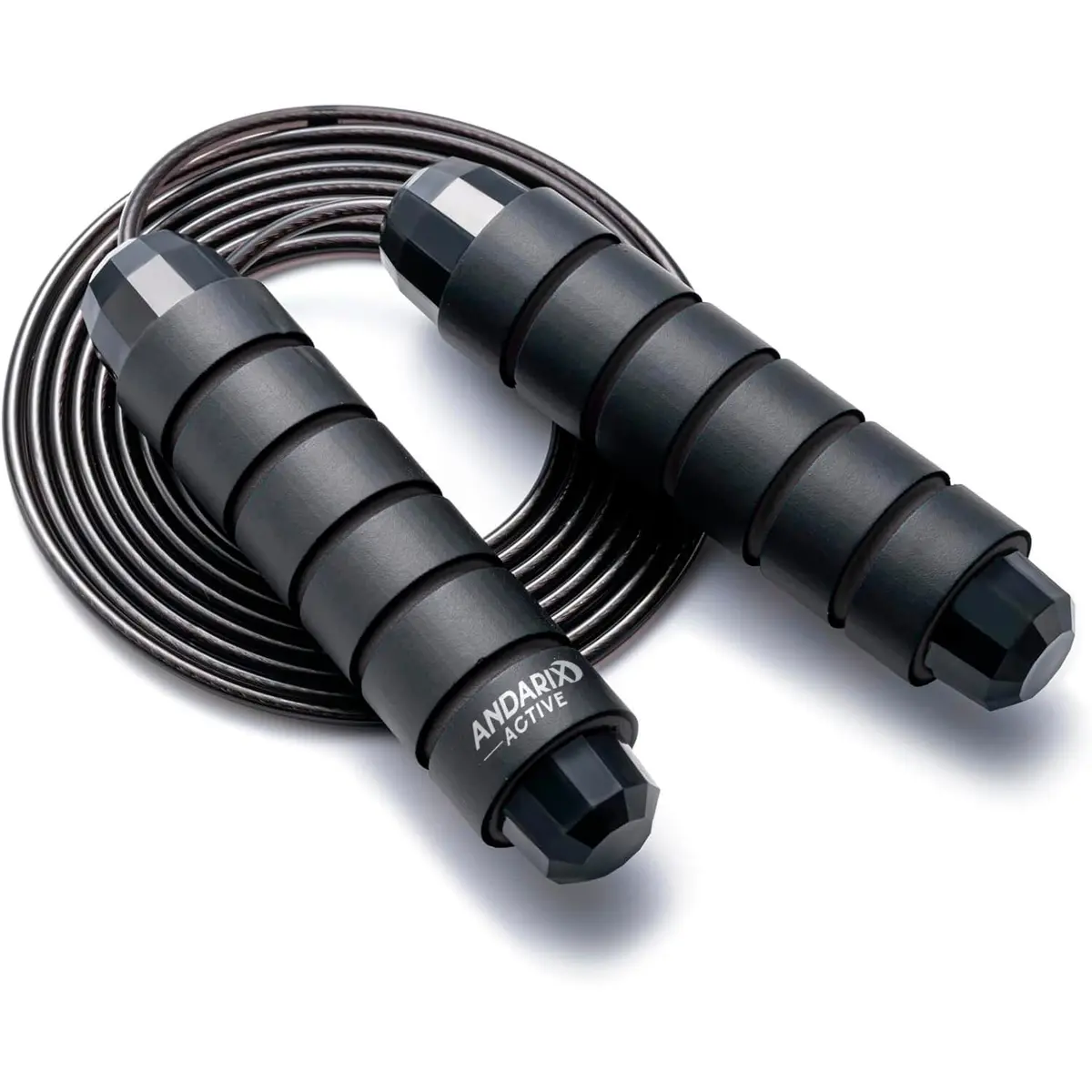 Corda de Pular Ajustável 3m Cabo de Aço Rolamento Esferas Andarix Active | Alças de Espuma, Revestimento em PVC, Ideal para Crossfit, Adultos e Crianças