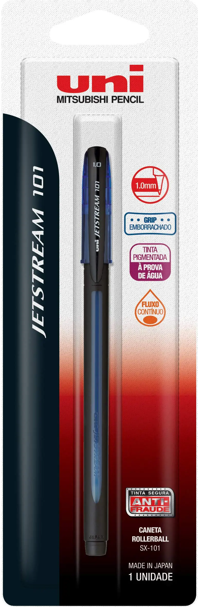 uni-ball SX-101 JETSTREAM Caneta Rollerball - 1.0mm - Azul - Blister c/1 unidade