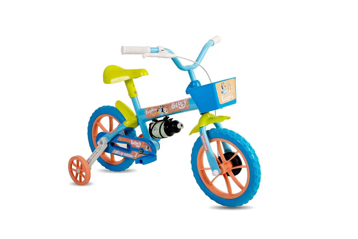 Verden Bicicleta Infantil Bluey aro 12 | com cestinha, squeeze, rodinhas de apoio