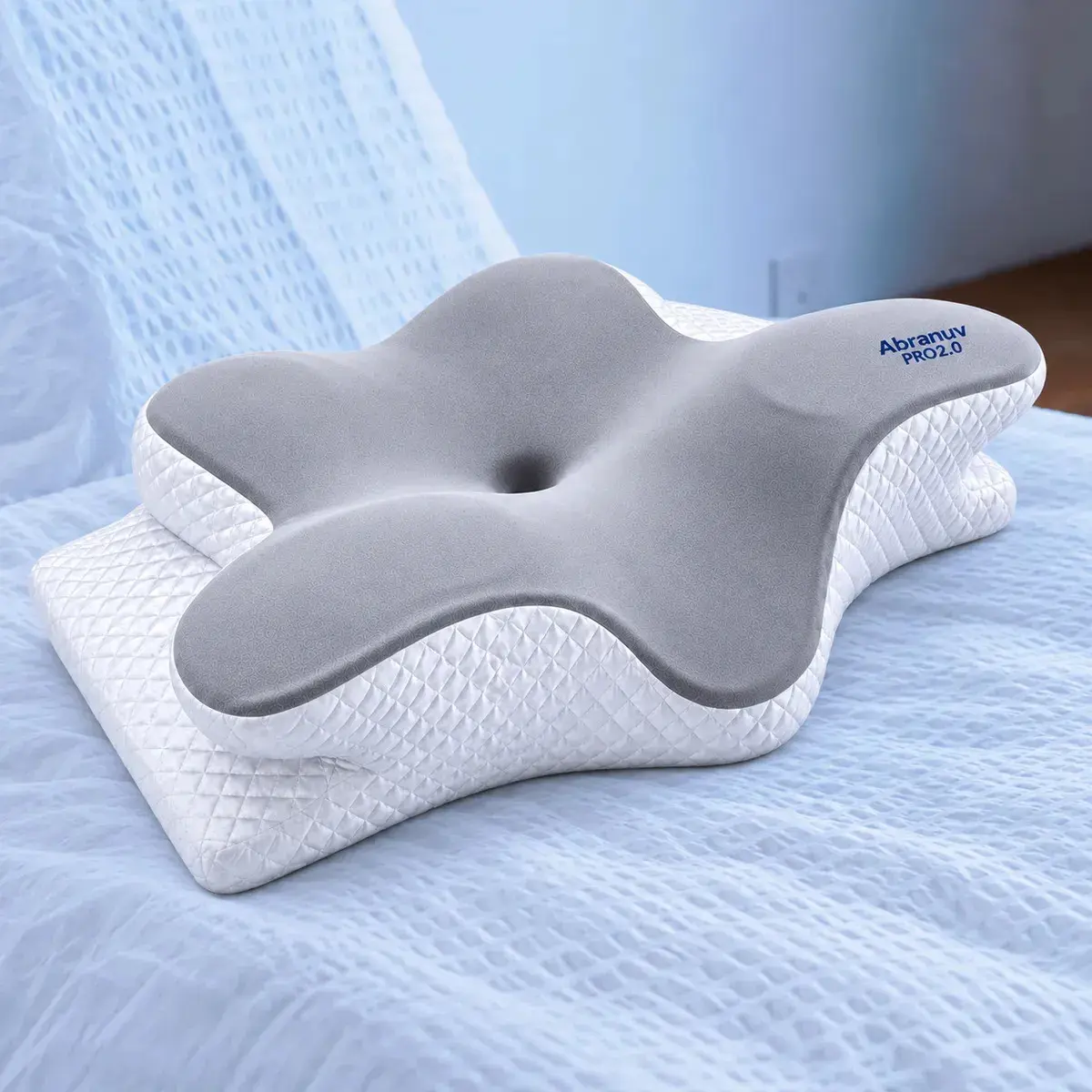 Travesseiro Cervical Ergonômico em Espuma Viscoelástica para Dormir S-5431 VT Abranuv