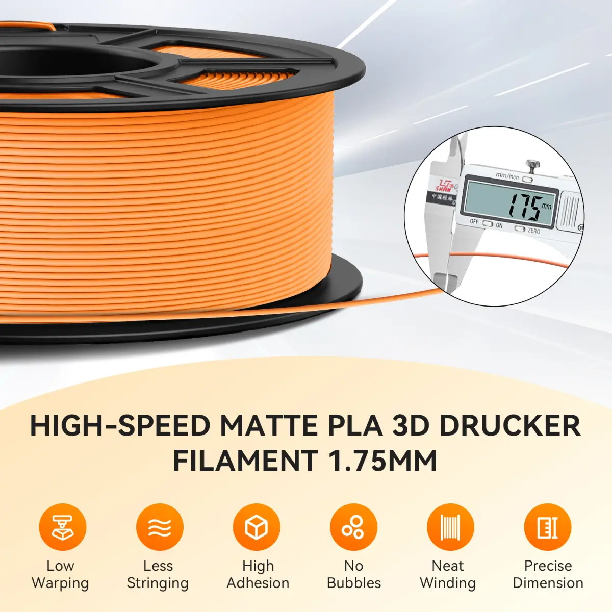 JAYO 5 rolos de filamentos PETG de alta velocidade para impressora 3D, acabamento fosco, 1,75 mm, sem bolhas, cores sortidas, material para impressora 3D FDM, para impressão 3D.