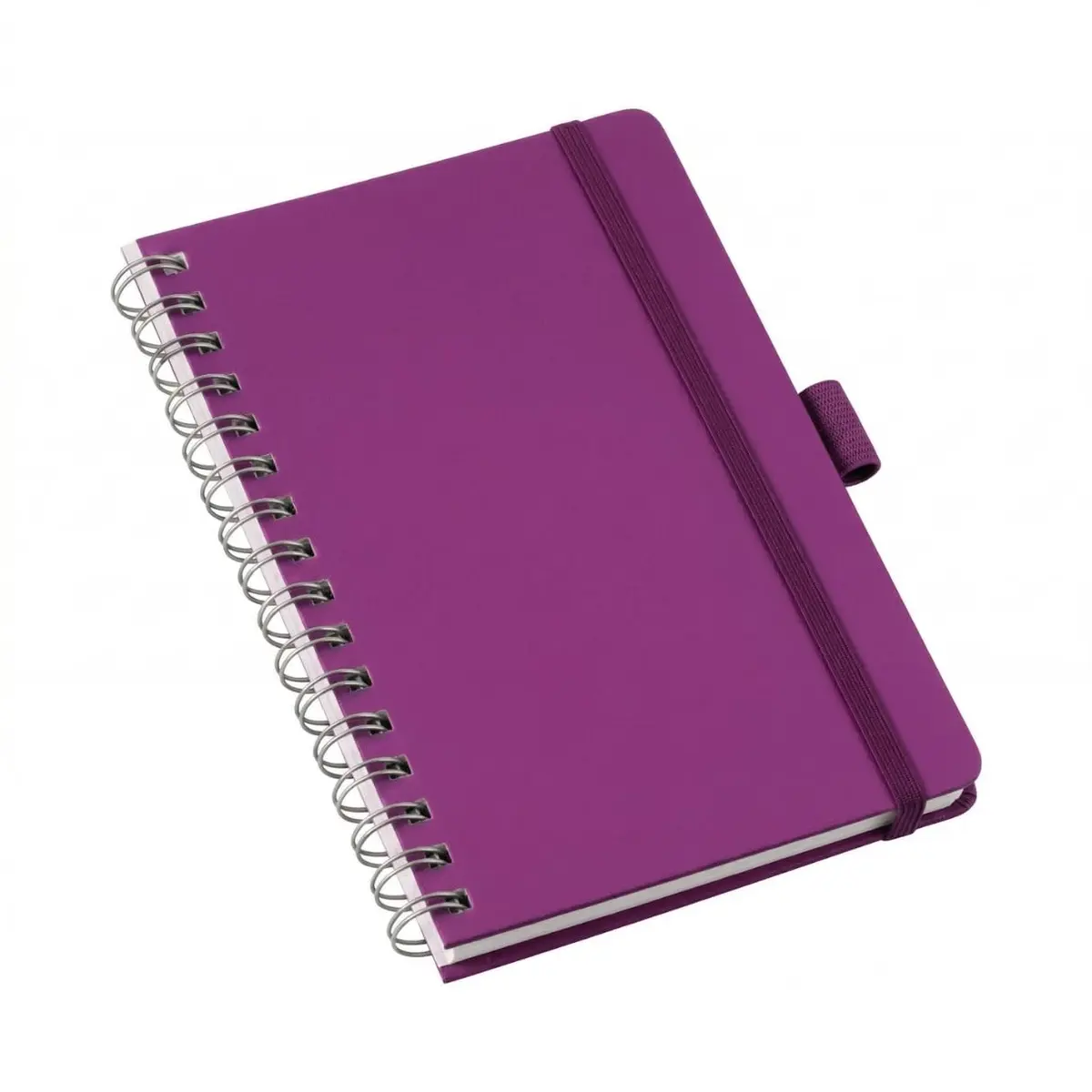 Caderno Sem Pauta Wire-o A5 Caderneta 80 Folhas 14x21 Capa Dura com Elástico Roxo
