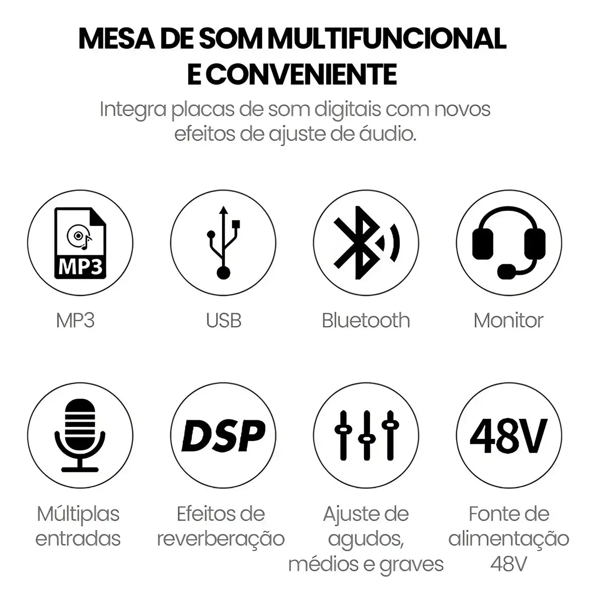 Mixer Analógico Vedo A12 12 Canais Bluetooth Efeitos Alimentação Phantom thumbnail 3