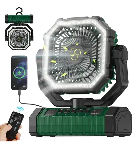 Ventilador Portátil Acampamento Recarregável Com Luz20000mah - 1
