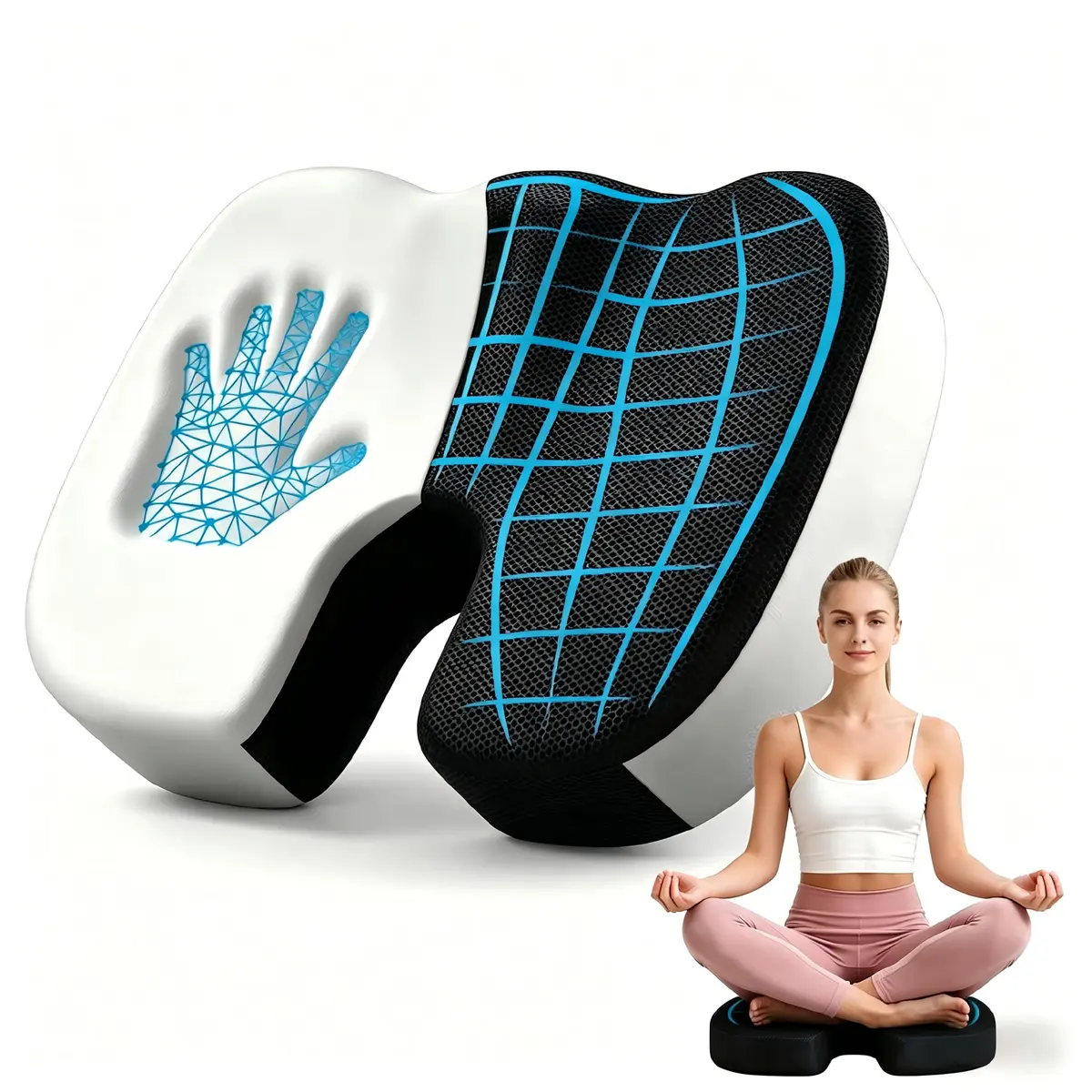 Gavzrt Almofada Ortopédica para Cóccix em Espuma Viscoelástica - Assento Ergonômico Formato U para Cadeira de Escritório e Carro, Almofada Coccix