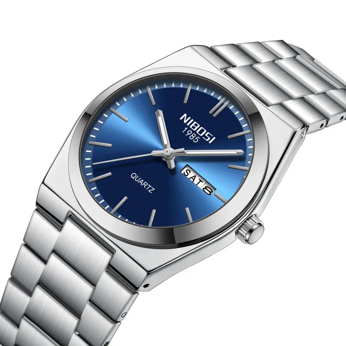 Relógio de Luxo NIBOSI para Homem à Prova D'água com Data, Dia da Semana, Luminoso, em Aço Inoxidável, Relógio Masculino Casual de Quartzo + Caixa