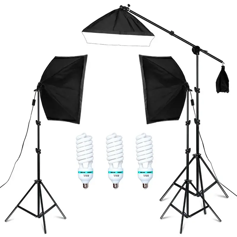 Kit de iluminação softbox 20-135w, 50x70cm, lâmpada led para fotografia, sistema de luz contínua profissional, equipamento para estúdio fotográfico - 1