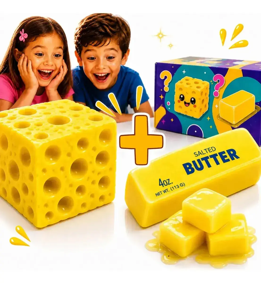 Kit Taba Squishy Barra De Manteiga E Queijo Butter Macio Taba Antiestresse Squich - U maisu