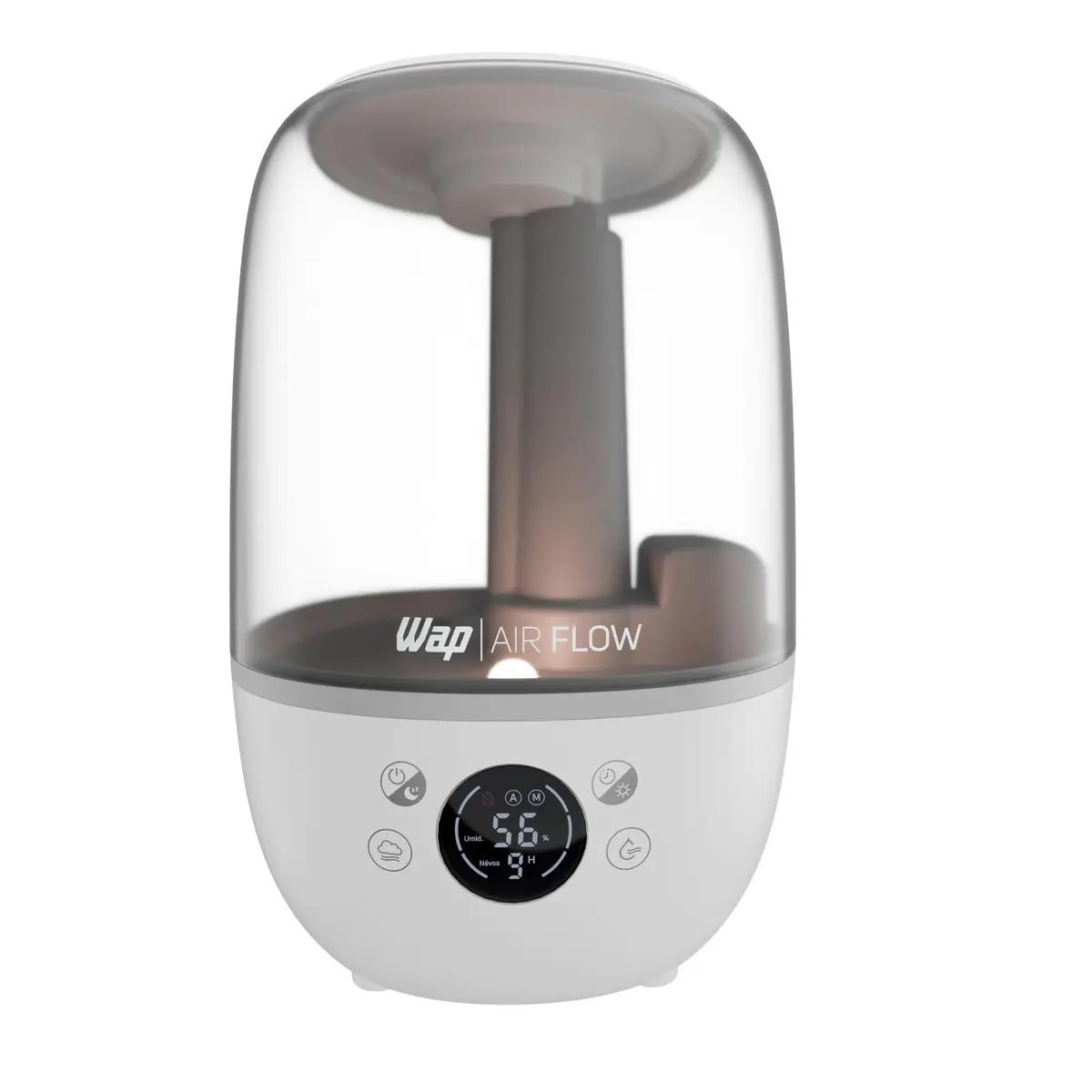 WAP Umidificador de Ar WAP AIR FLOW DIGITAL 3 em 1 Silencioso 23h de Autonomia 3 Níveis de Névoa Reservatório Para Essência
