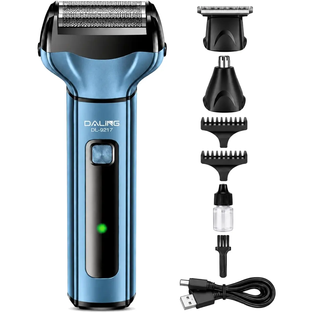 Maquina de Barbear Aparador Elétrico 3 em 1, Barbeador Eletrico Recarregável USB com Display LCD, Barbeador Eletrico Masculino, Aparador de Cabelo com 2 Pentes e Aparador Nasal Sem Fio