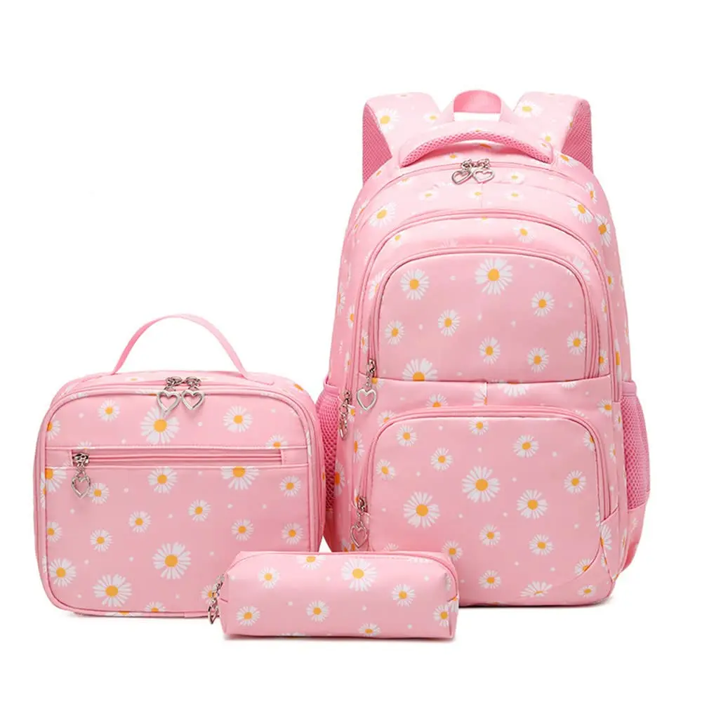 Kit de Mochila Escolar Juvenil Menina Estojo Lancheira Mochila Escolar Infantil Impermeável de Grande Capacidade para estudante viagem