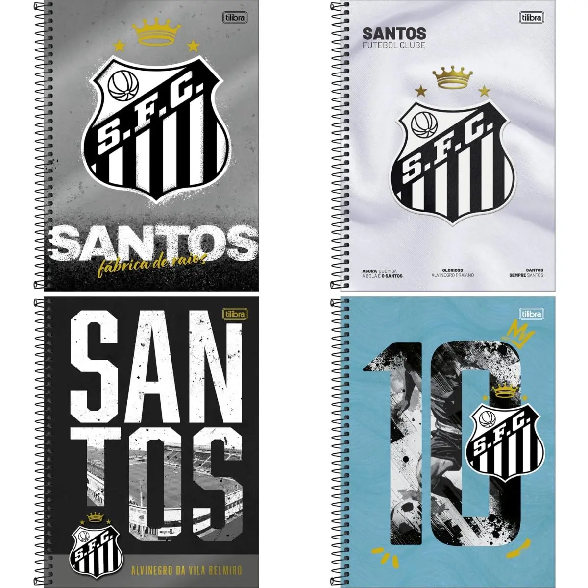 Kit de Cadernos, Tilibra, 10 Matérias, Capa Dura, Santos, 160 Folhas, Pacote com 4 - 1