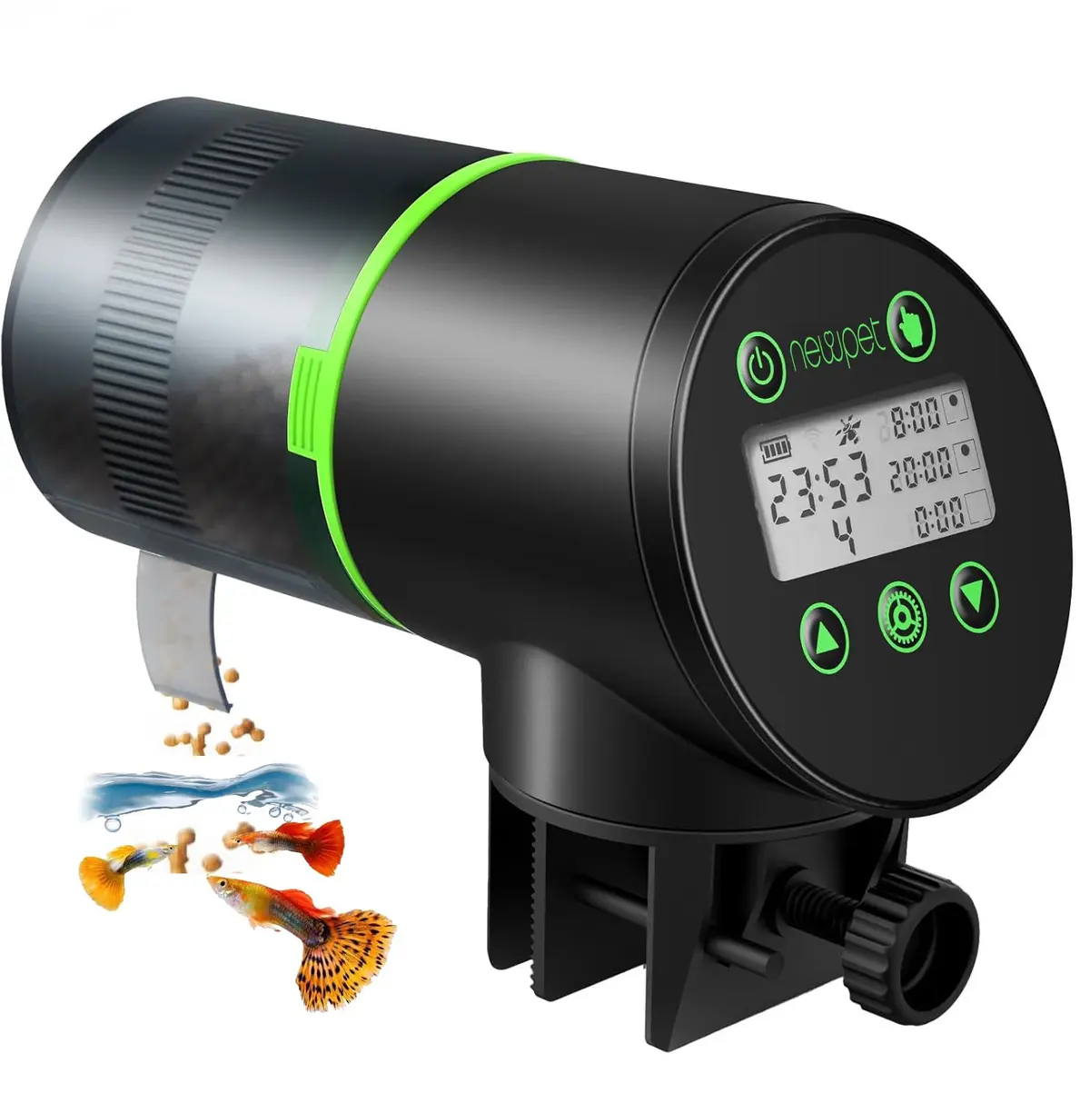 Alimentador Automático Peixes para Aquário 200ML, Dispensador de Ração para Peixes de Grande Capacidade com Temporizador LCD Programável e Bateria, para Férias, Aquários de Betta, Tartarugas - 1