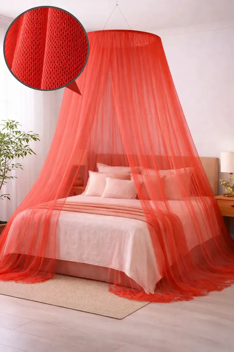 Mosquiteiro De Teto Filo Simples P\ Cama Casal E Solteiro Cor Vermelho