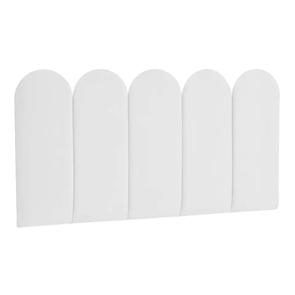 Kit Com Até 15 Cabeceira de Cama Modelo Nuvem de Parede Autocolante em Módulos Estofados(BRANCO,CAMA SOLTEIRO - 5 PLACAS)