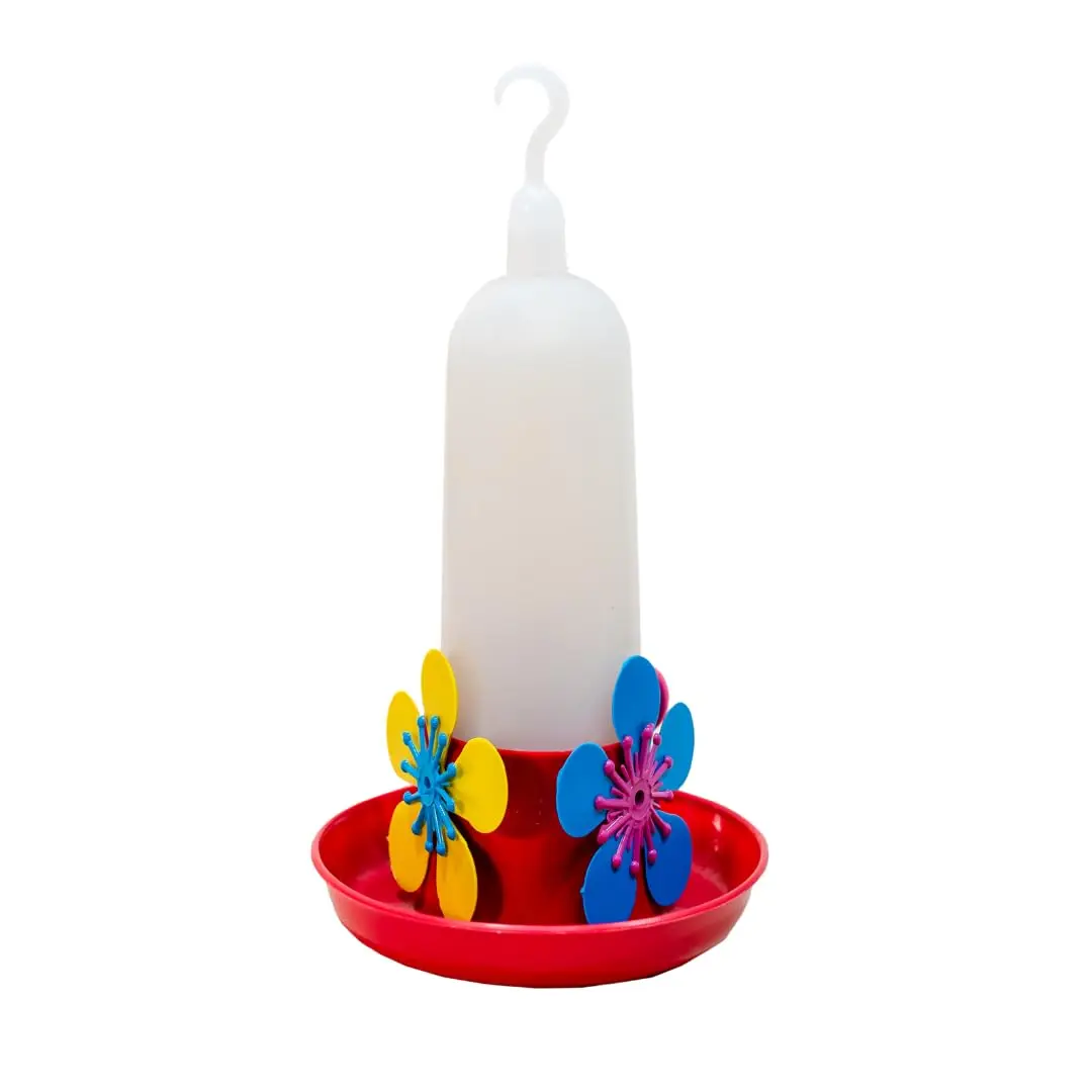 KIT 3 Bebedouros para Beija-Flor 90ml, Copo Leitoso, Cores Sortidas | Com Bandeja, Ideal para Jardim, Atrai Pássaros, Fácil de Limpar e Pendurar
