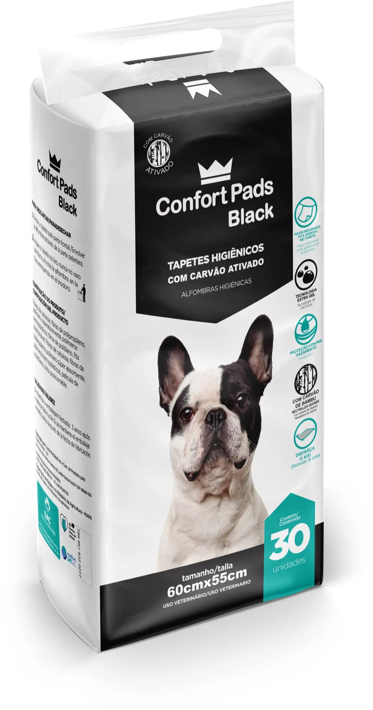 Confort Pads - Tapete Higiênico Black 60x55 C/ 30 Unidades
