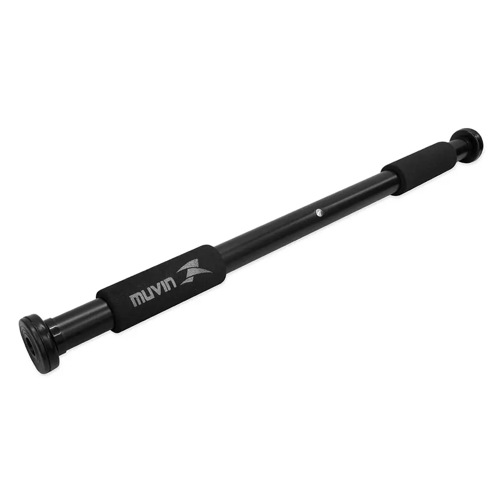Barra de Porta Para Exercícios Muvin – Ajustável – Revestida em Borracha – Acompanha Kit de Parafusos Para Maior Aderência – Possui Trava de Segurança – Treino – Isometria – Abdominais - Alongamento