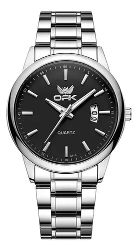 Cor de fundo do relógio masculino Opk 6010 Quartz original: preto - 1