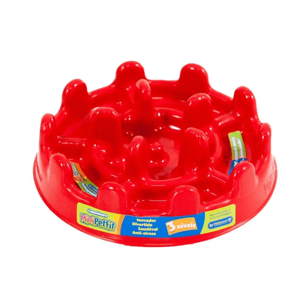 Comedouro Lento Funcional Mini Pet Fit Vermelho Pet Games para Gatos - 1