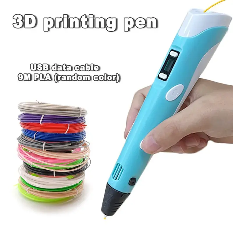 Caneta de impressão 3d usb, desenho diy, filamento pla de 9m, graffiti tridimensional, brinquedos, ferramentas de arte para crianças, aniversário, presente de dia de natal