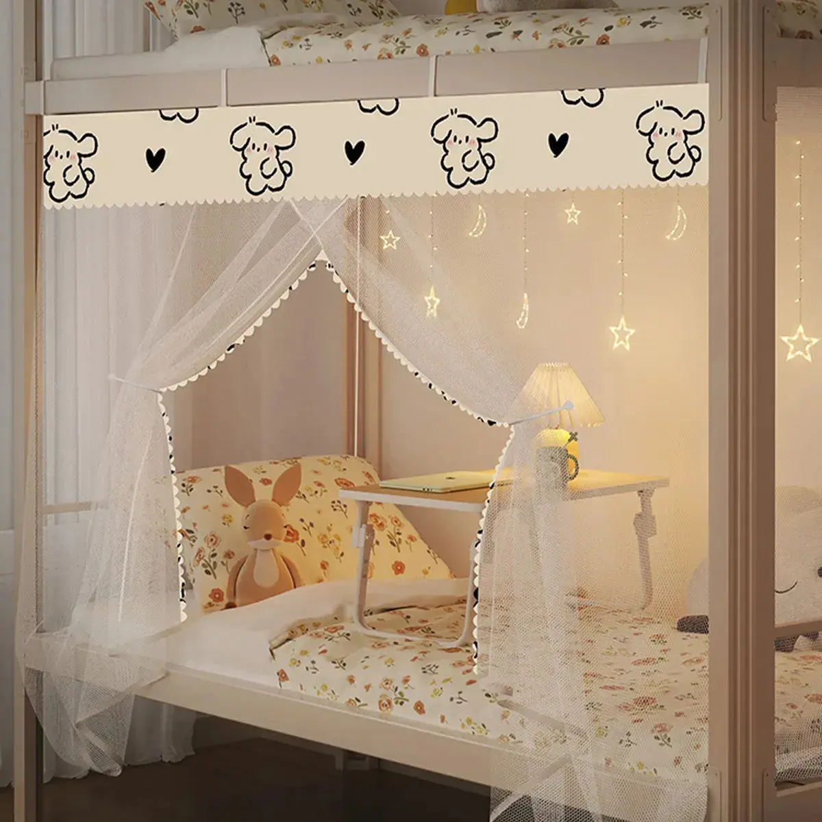 Mosquiteiro Para Cama De Solteiro Portatil 1.2*1.6m |ohté Cor Cachorro De Amor Adequado para beliches - 1
