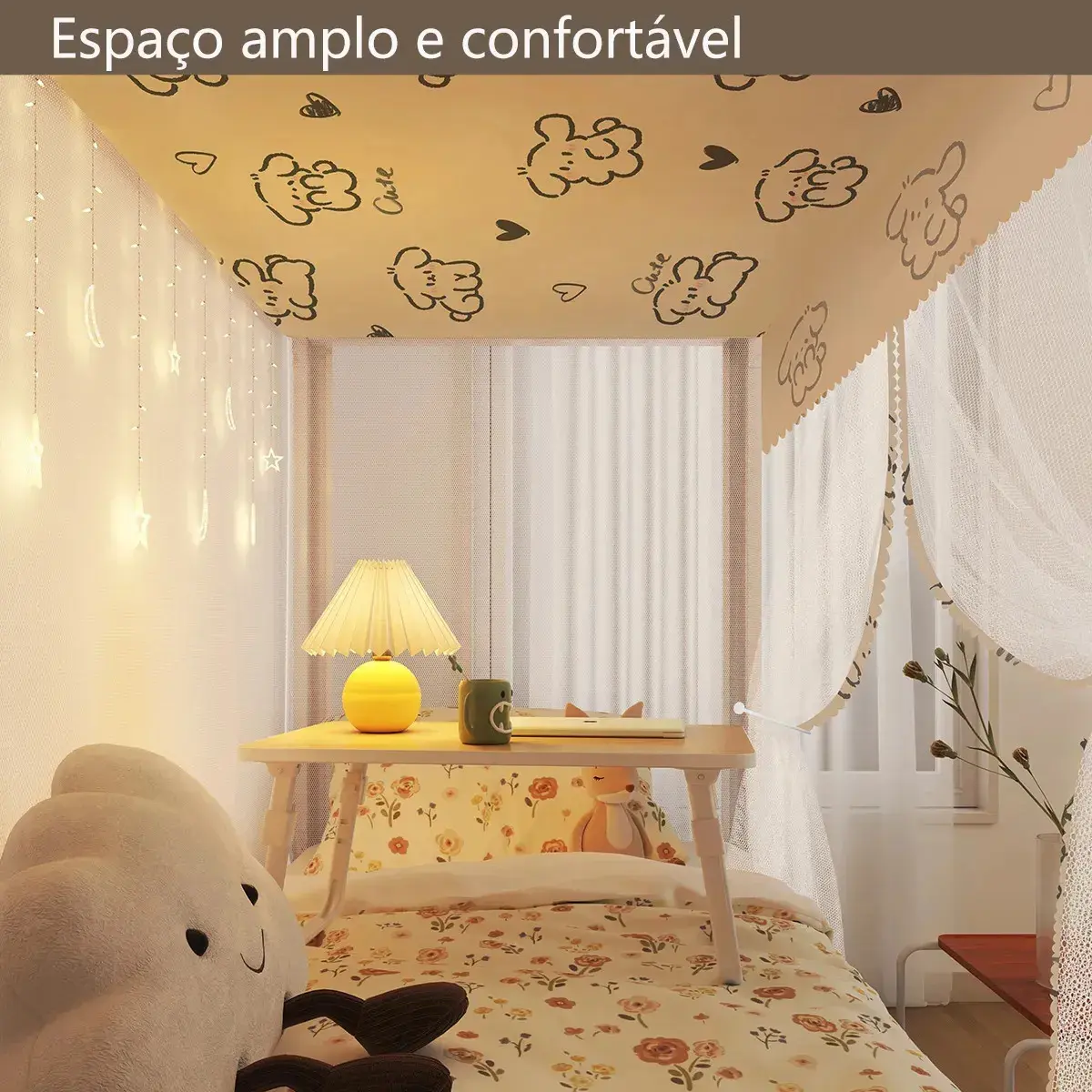 Mosquiteiro Para Cama De Solteiro Portatil 1.2*1.6m |ohté Cor Cachorro De Amor Adequado para beliches thumbnail 3