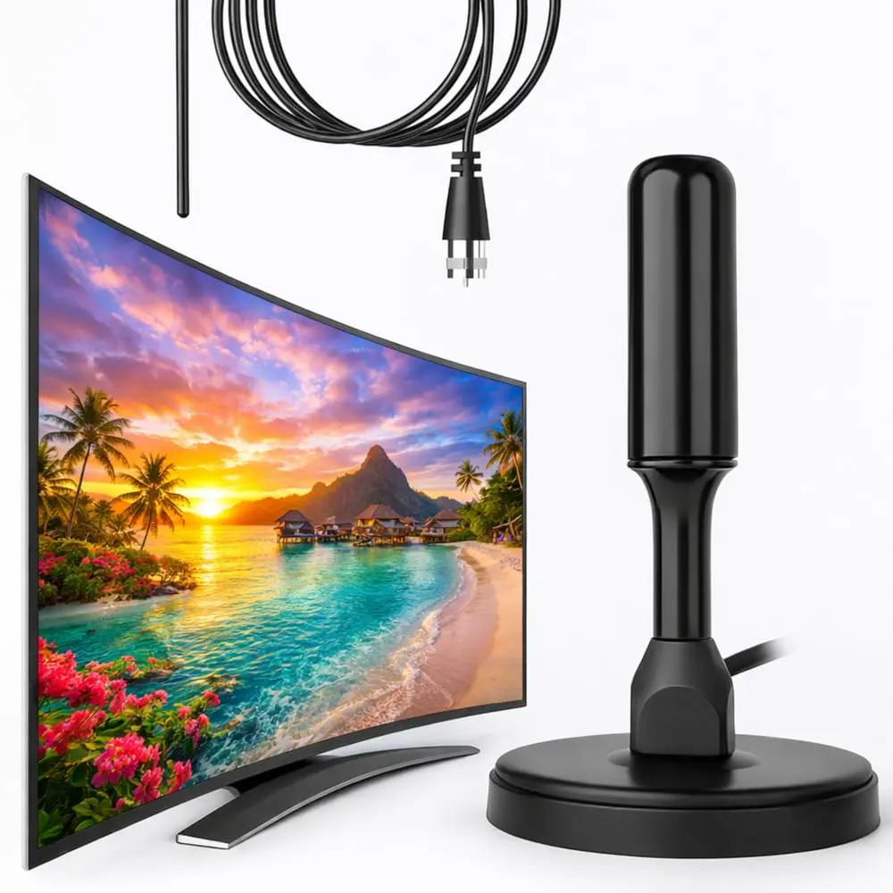 Antena Digital TV HDTV 4K Amplificada UHF VHF | com Cabo 5 Metros