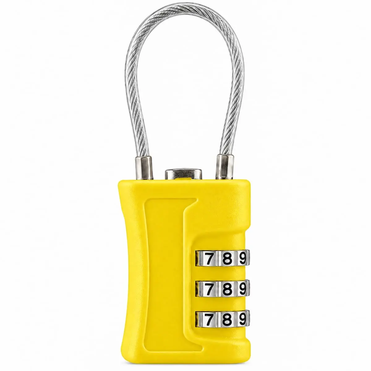 Cadeado TSA com Senha 3 Dígitos e Cabo de Aço para Mala e Mochila (Amarelo) | Proteja sua bagagem sem depender de chaves: combinação de 3 dígitos, cabo flexível de aço e padrão TSA para viagens
