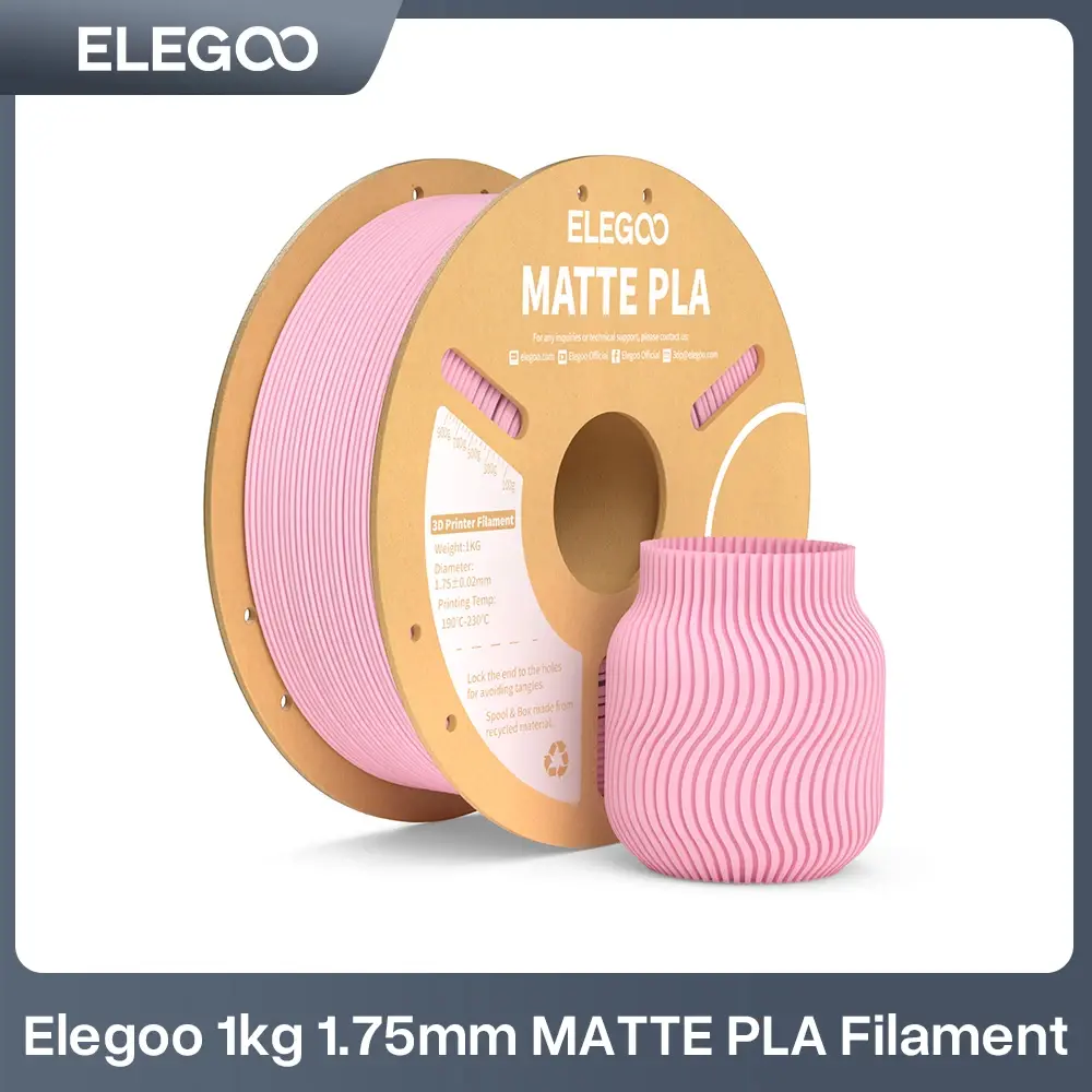 Pacote de Filamento Matte PLA ELEGOO, Filamento para Impressora 3D de 1,75mm Compatível com a Maioria das Impressoras 3D FDM Rosa Sakura/Roxo Lavanda/Azul Gelo - 1