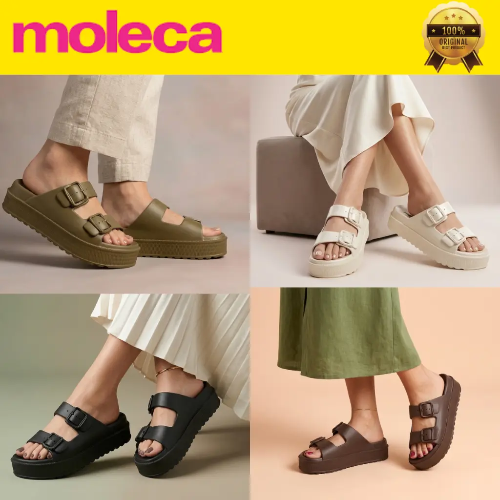 Sandália Feminina Moleca Birken Plataforma Leve Detalhe Fivela Slide Flatform Confortável Original 5577100