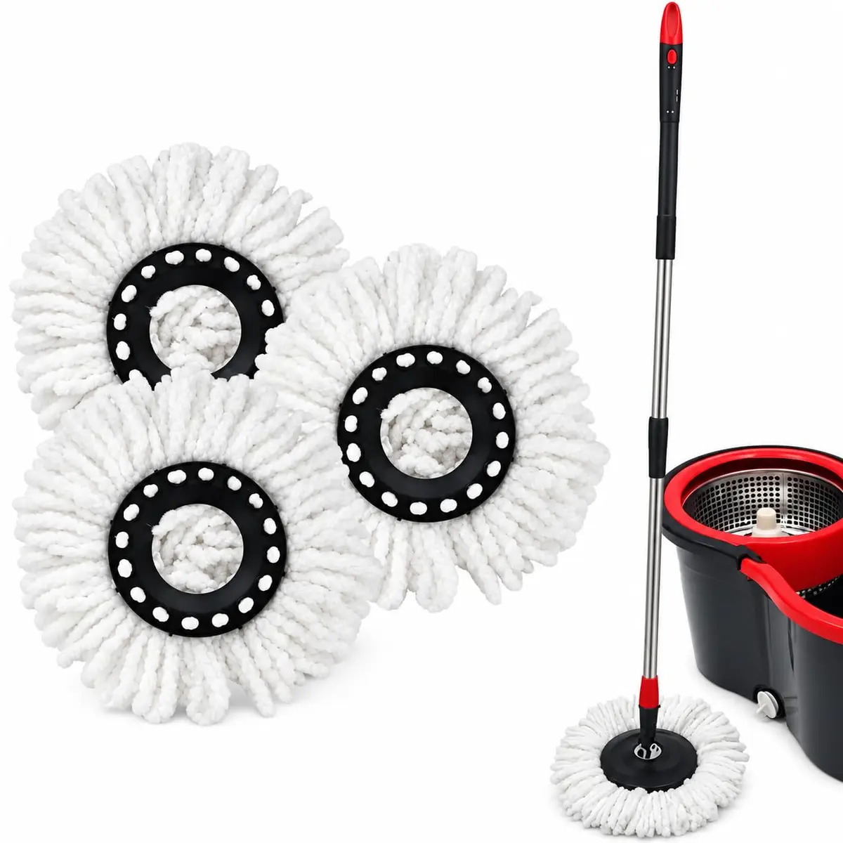 Powermaid Kit 3 Refis para Mop Giratório em Microfibra, Lavável, Alta Absorção, Padrão ou Pro/Duo