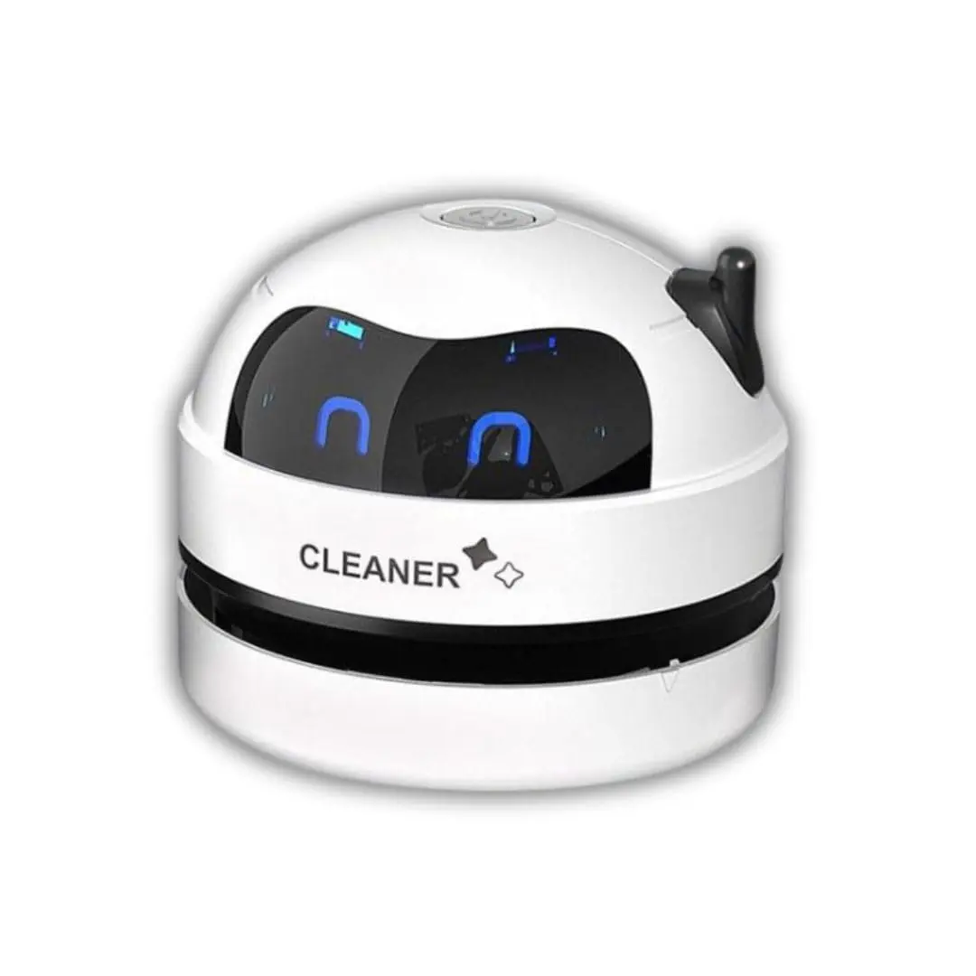 Mini Aspirador de Mesa Turbo – Robô Aspirador Portátil Recarregável, Ultra Compacto e Silencioso - Para Poeira, Migalhas, Pêlos, Cabelos e mais