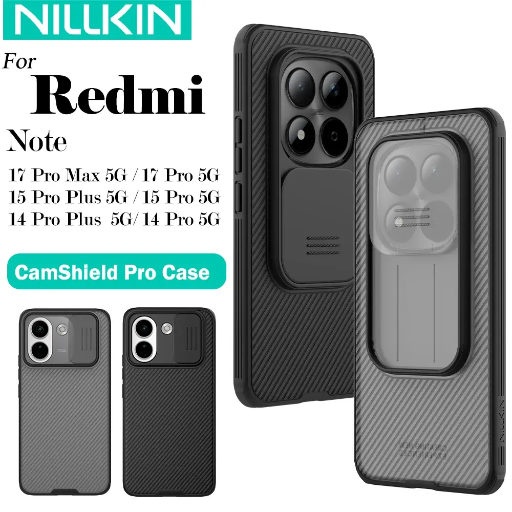 Capa de Telefone Nillkin para Xiaomi Redmi Note 17 Pro Max Note 15 Pro Plus 14 Pro Plus 5G CamShield Pro com Protetor de Câmera Deslizante