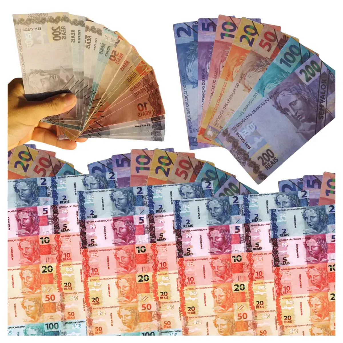 Kit 560 Dinheiro Falso Educativo De Brinquedo Notas Falsa Pegadinha Dinheirinho Sortidos Sem Valor Banco Jogo De Tabuleiro Imobiliário Escola Educação Financeira Criança - 1