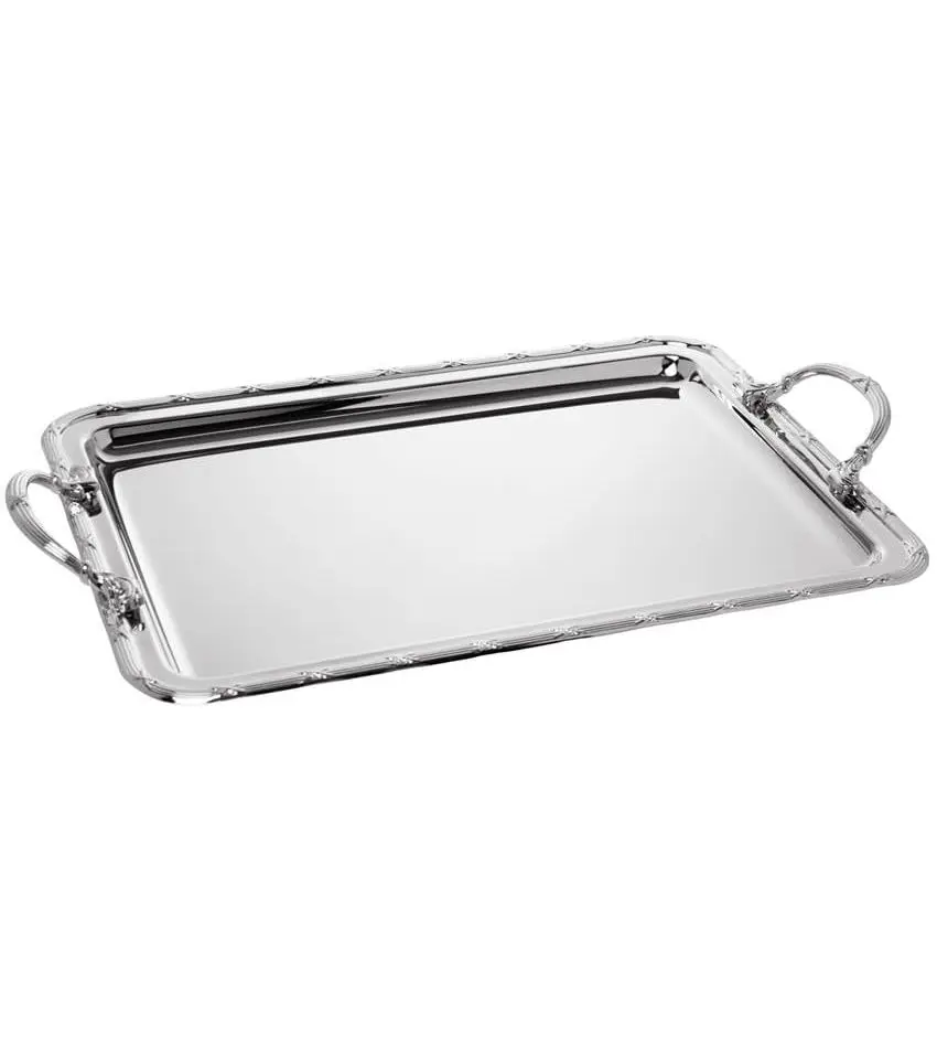 WOLFF - Bandeja com Espelho Croisé 45,8cm x 24,5cm x 5cm Zamac Niquelado - 1
