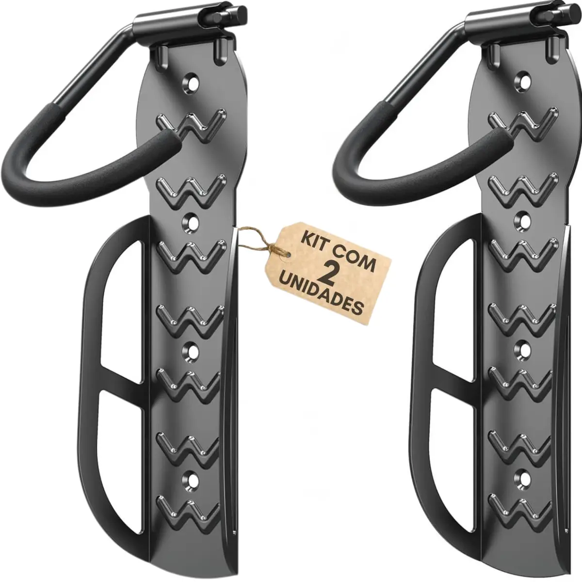 Kit 2 Suporte de parede para bicicletas, cabides de bicicleta para garagem, gancho vertical para armazenamento interno, resistente suporta até 30 kg pacote com 2 unidades-Vendemais
